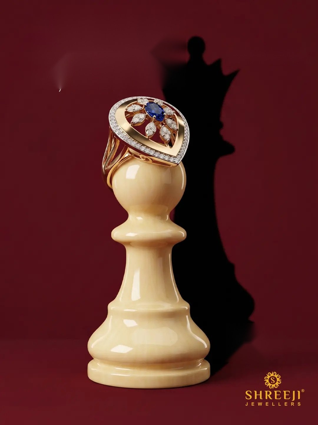 Blue Stone Butterfly Ring